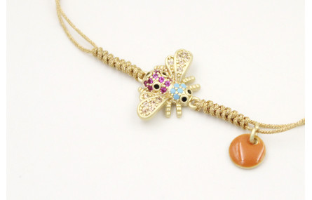 Pulsera nudo serpiente con hilo oro pálido con abe