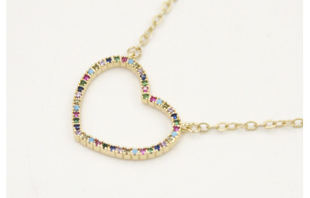 Solitario cadena eslabón pequeño oro mate con colg