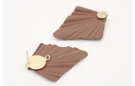 Pendientes perno disco con presión oro mate con tr