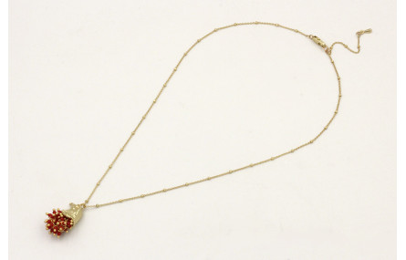 Collar cadena micro bola dorada mate con colgante 