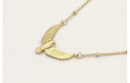 Collar cadena micro bola dorada mate y corales int