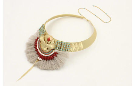 Collar rigido con centro sol,aguila,disco anudlado