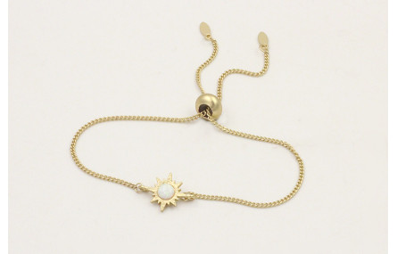 Pulsera cadena eslabón plana dorada mate con entre