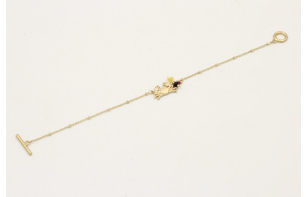 Pulsera cadena micro bola dorada mate con cangrejo