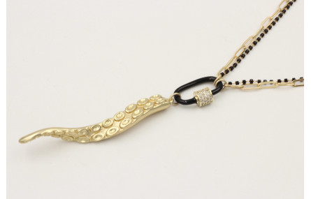 Collar doble cadena una eslabón ovalos dorada mate