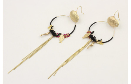 Pendientes perno concha colgante aro con miyuki ne