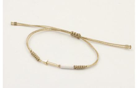 Pulsera hilo dorado palido con nudo serpiente y fl