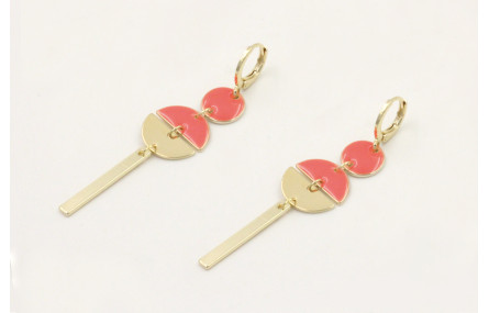 Pendientes cierre aro dorado con disco 2 agujeros 