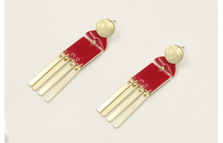 Pendientes perno disco dorado con semicirculo y cu