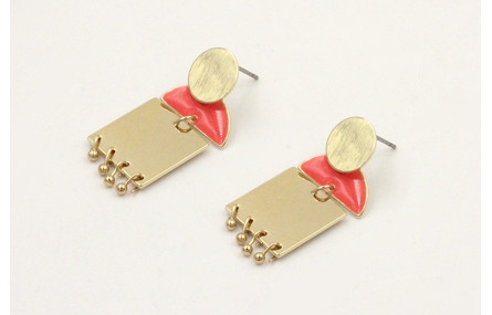 Pendientes perno disco dorado con semocirculo esma