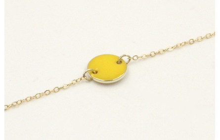 Pulsera cadena eslabón pequeño dorado con circulo