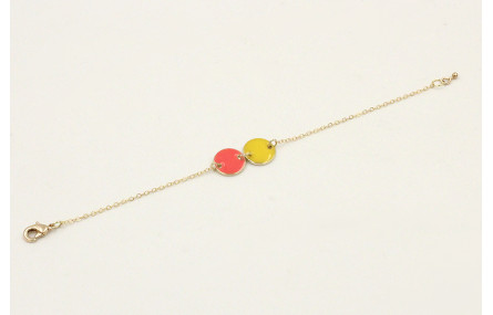 Pulsera cadena eslabón pequeño dorado con circulos