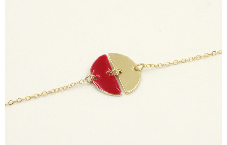 Pulsera cadena eslabón pequeño dorado con 2 semicr