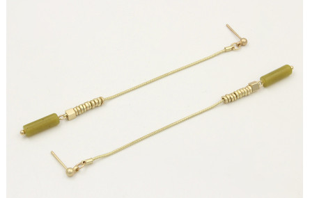 Pendientes perno bolita oro mate cadena cordón con