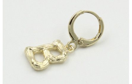 Singel earring cierre aro dorado, colgante letra B