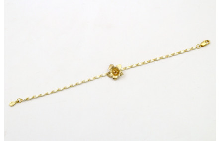Pulsera cadena esmaltada blanca con flor dorada ma
