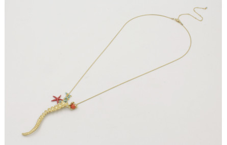 Collar largo cadena cordón dorado mate con colgant