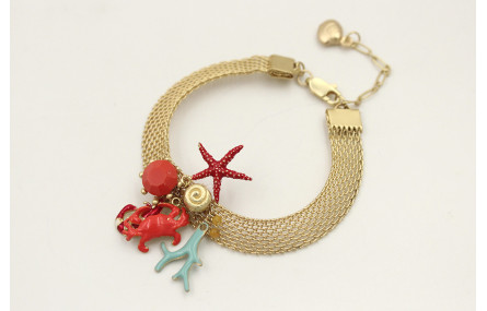 Pulsera cadena tira plana dorada mate con cangrejo