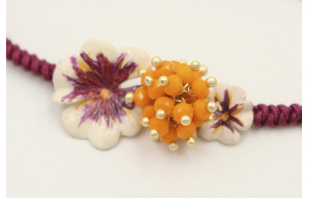 Pulsera hilo granate con nudo serpiente centro tri