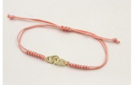Pulsera hilo color rosa palo con nudo serpiente y 
