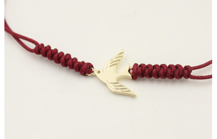 Pulsera hilo color granate con nudo serpiente y go