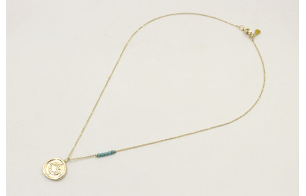 Solitario de acero inoxidable con cadena de eslabó