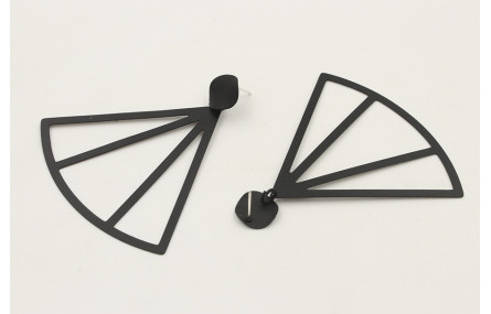 Pendiente perno disco esmaltado negro mate con lám