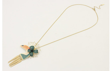 Colgante de cadena plana oro mate con tucan esmalt