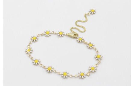 Pulsera de cadena de margaritas blancas con cadena