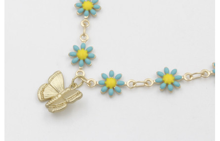 Colgante de cadena de margaritas esmaltadasturques