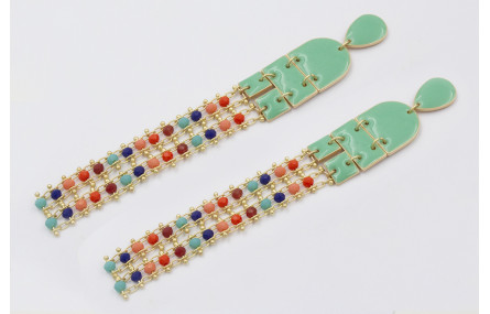 Pendientes perno gota, colgantes semi ovalo, cuadr