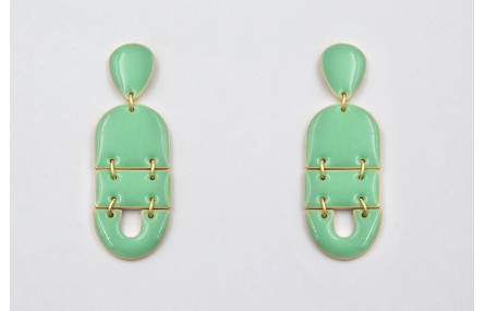 Pendientes perno gota, colgantes semi ovalo, cuadr