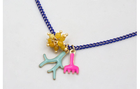 Collar cadena eslabón plano azulón con rastrillo e