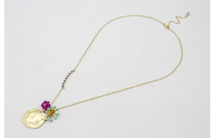 Collar cadena eslabón ovalado doarado mate cosido 