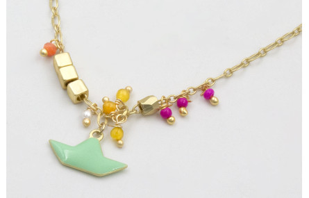 Collar cadena eslabón ovalado dorado mate con colg