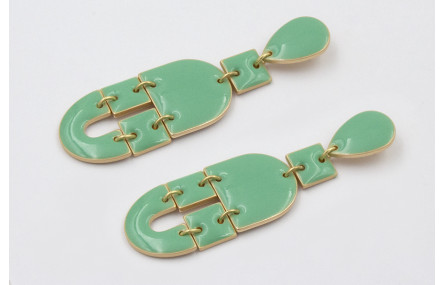 Pendientes perno gota, colgantes semi ovalo, cuadr