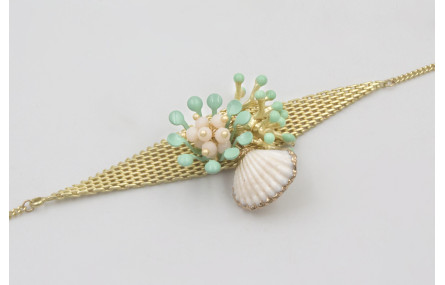 Pulsera cadena eslabón plano y maya rombo con bola