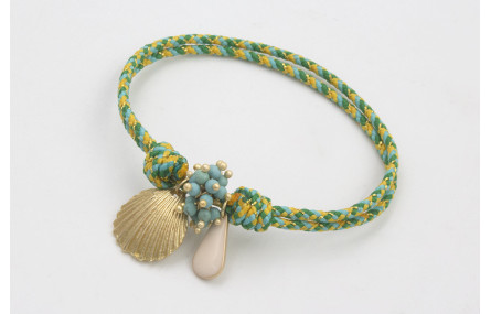 Pulsera nudo corredizo de driza verde y turquesa c