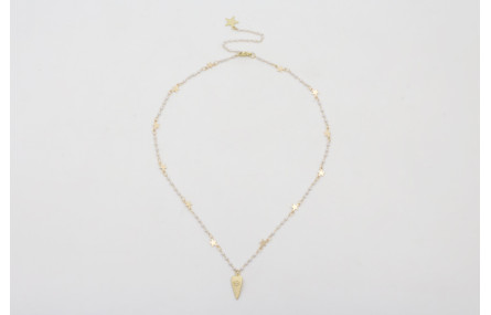 Collar cadena eslabón estrella con perla intercala