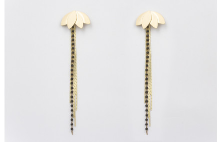 Pendientes perno flor de lotto dorado amte con fle