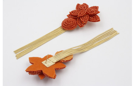 Pendientes flor abalorio coral con disco abalorio 