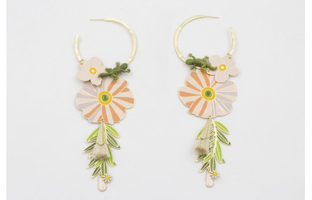 Pendientes aro labrado dorado mate con lagarto ver