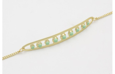 Pulsera cadena eslabón plano dorado mate con vaina