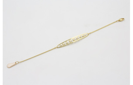 Pulsera cadena eslabón plano dorado mate con vaina