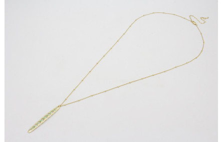 Collar cadena micro bola dorada mate con colgante 