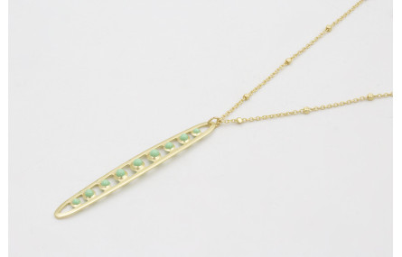 Collar cadena micro bola dorada mate con colgante 