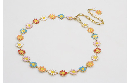 Collar acero inoxidable cadena de margaritas esmal