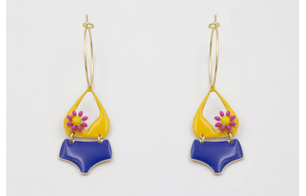 Pendientes aro mediano dorado mate con bikini esma