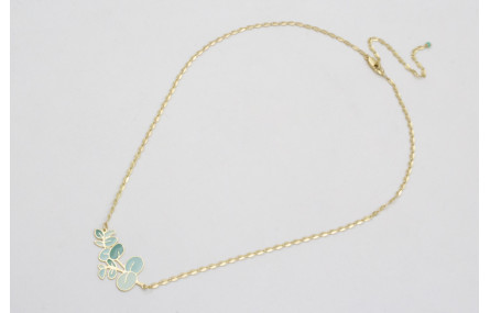 Collar cadena eslavón ovalado dorado mate con colg