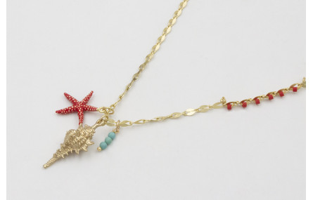 Collar cadena eslabón ovalado doarado mate con miy